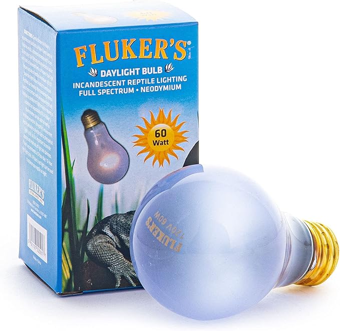 Fluker's Incandescent Reptile Lighting, Full Spectrum Daylight Bulb for Reptiles, Made with Neodymium, Provides Infrared Light, 60-Watt