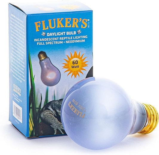 Fluker's Incandescent Reptile Lighting, Full Spectrum Daylight Bulb for Reptiles, Made with Neodymium, Provides Infrared Light, 60-Watt