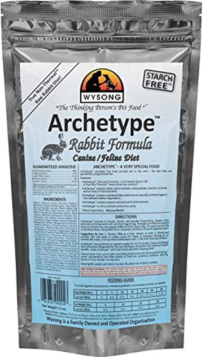 Wysong Archetype Rabbit Raw Formula Canine/Feline Diet Dog/Cat Food- 7.5 Ounce Bag