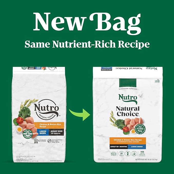 Nutro Natural Choice Adult Large Breed Dry Dog Food, Chicken and Brown Rice Recipe, 36 lb. Bag