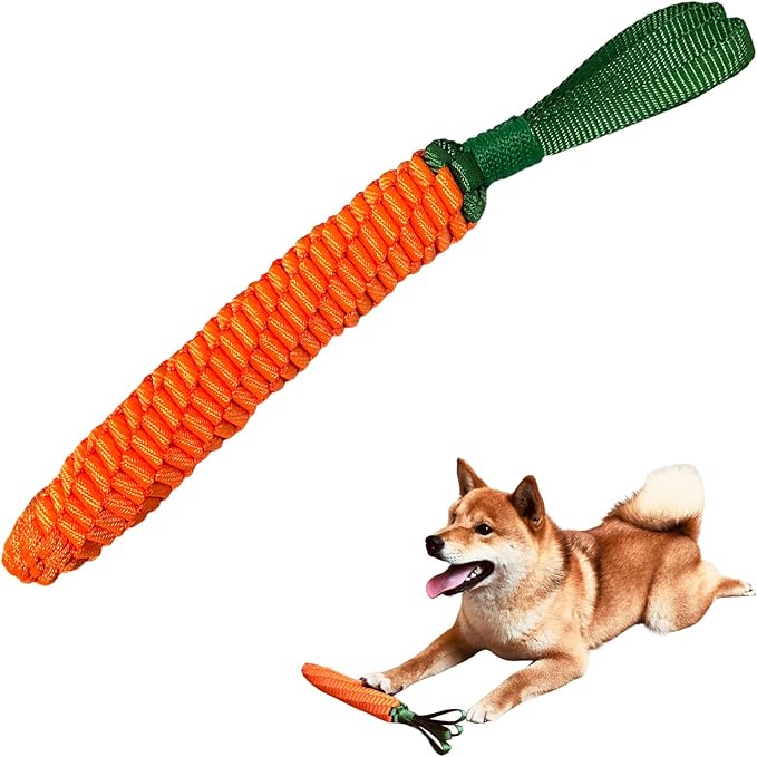 Dog Rope Tug Toy, Carrot Design, for Medium & Large Dogs, Dental Chewing Toy