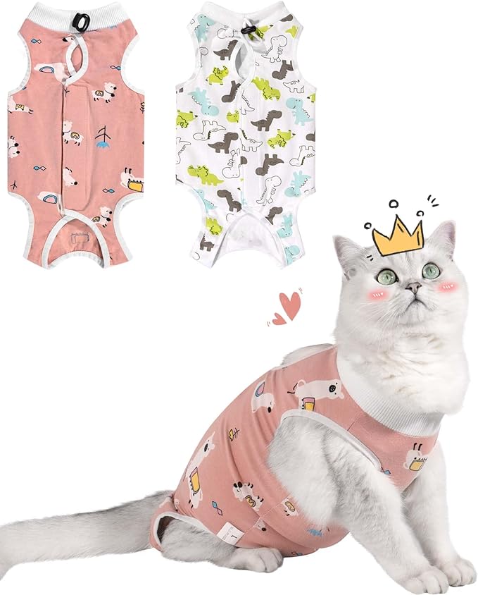 2 Pack Cat Spay Recovery Suit Female, Breathable Cat Onesie for Cats After Surgery Female, Kitten Surgery Recovery Suit for Abdominal Wounds