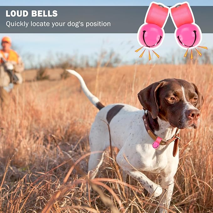 SCENEREAL Large Dog Collar Bell, 2 Pack Dog Bell for Collar, Noise Maker Extra Loud Anti-Theft Bell for Training, Hiking, Walking, Hunting, Pet Tracker, Save Birds & Wildlife, Pink x 2, L