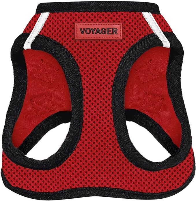 Voyager Step-in Air Dog Harness - All Weather Mesh Step in Vest Harness for Small and Medium Dogs and Cats by Best Pet Supplies - Harness (Red/Black Trim), M (Chest: 16-18")