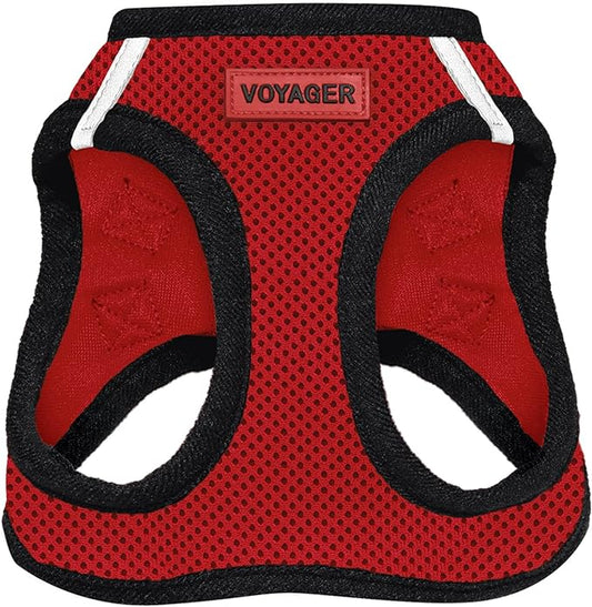 Voyager Step-in Air Dog Harness - All Weather Mesh Step in Vest Harness for Small and Medium Dogs and Cats by Best Pet Supplies - Harness (Red/Black Trim), L (Chest: 18-20.5")