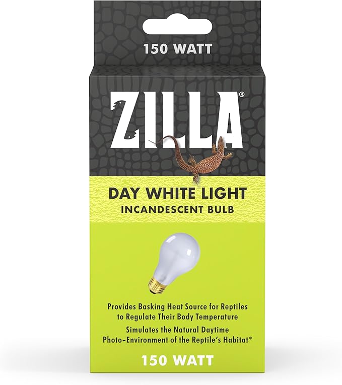 Zilla Reptile Terrarium Incandescent Heat Bulb, Day White, 150 Watts