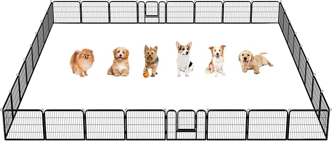 Yaheetech Foldable Pet Pen 24''H Metal Foldable Dog Playpen Puppy Cat Exercise Fence Barrier Kennel 16 Panels/32 Panels 32 Panels