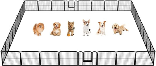 Yaheetech Foldable Pet Pen 24''H Metal Foldable Dog Playpen Puppy Cat Exercise Fence Barrier Kennel 16 Panels/32 Panels 32 Panels