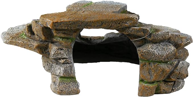 PENN-PLAX (REP183) Reptology Shale Scape Step Ledge & Cave Hideout – Decorative Resin for Aquariums & Terrariums – Great for Reptiles, Amphibians, and Fish – Large