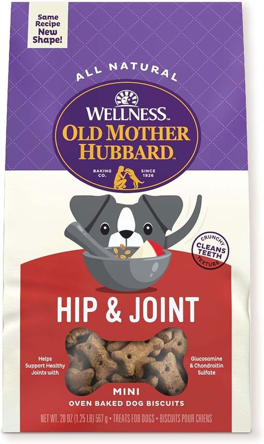 Old Mother Hubbard by Wellness Mother's Solutions Hip & Joint Natural Dog Treats, Crunchy Oven-Baked Biscuits, Ideal for Training, 20 ounce bag