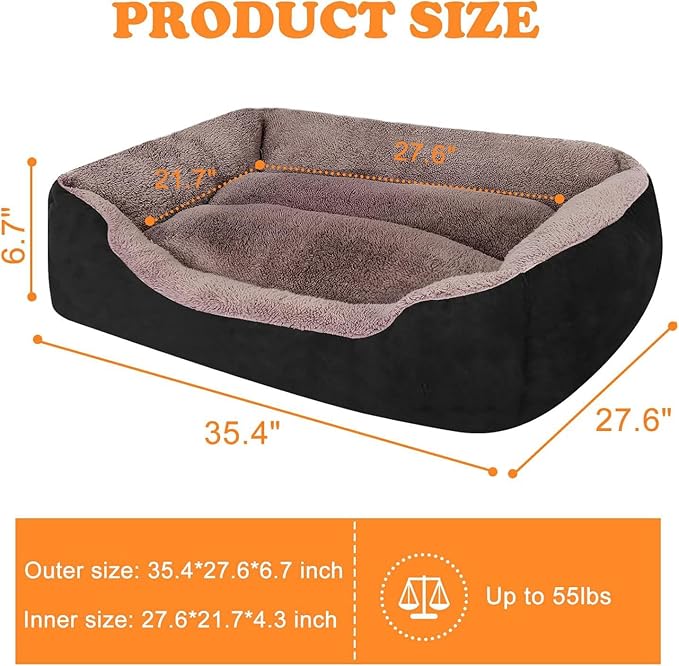 PUPPBUDD Dog Beds for Large Dogs, Rectangle Washable Dog Bed Comfortable and Breathable Pet Sofa Warming Orthopedic Dog Bed for Large Medium Dogs
