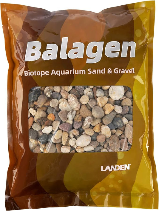 LANDEN BALAGEN SAND Natural River Rock Gravel 2L(7lb), Aquarium Aquascape Decorative Pebbles,Pea gravel, Rain Forest Rocks for Plants,River Rocks for Outdoor Landscaping,Betta beads,Terrarium,Φ14-38mm