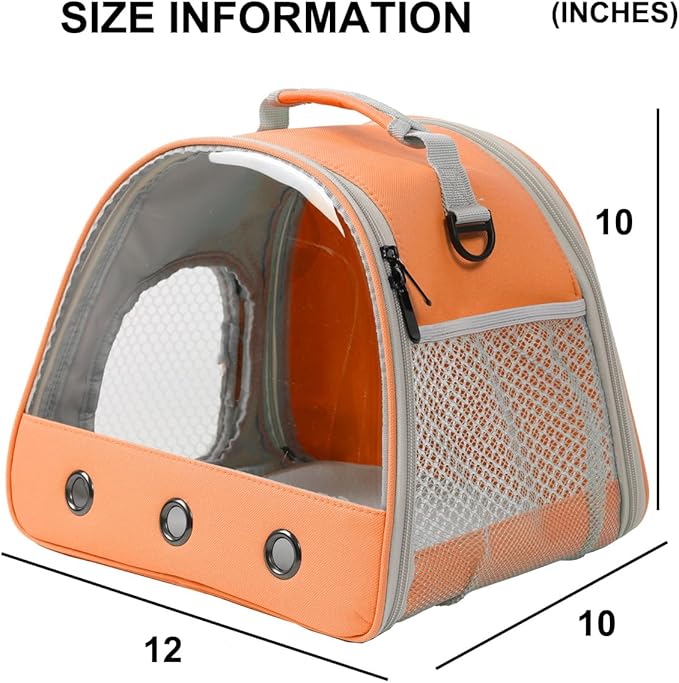 Guinea Pig Carrier,Guinea Pig Carrier for 2,Reptile Travel Carrier for Lizards Sugar Glider Hedgehog Rat Parrot Birds (Orange, Carrier+Harness Leash Brown)