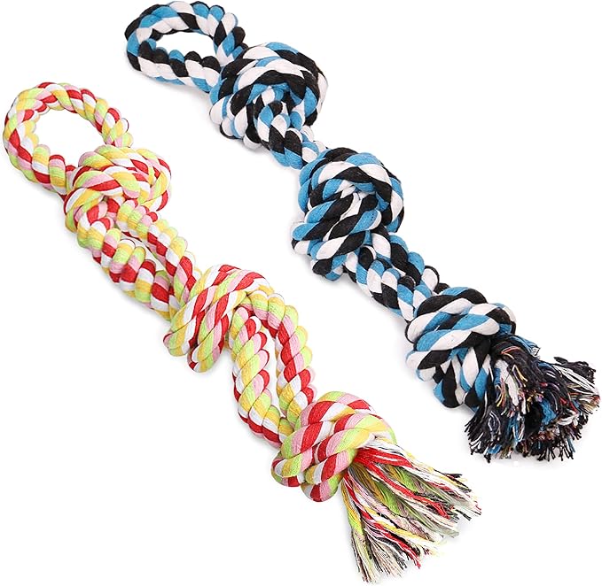 UPSKY Dog Rope Toys Dog Grinding Teeth 2 Nearly Indestructible Dog Toys, Rope Toy for Large Dogs, Dental Cleaning Chew Toys, Dog Tug Toy for Boredom, Dog Rope Toy for Aggressive Chewers (2 Packs)