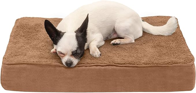 Furhaven Cooling Gel Dog Bed for Small Dogs w/ Removable Washable Cover, For Dogs Up to 20 lbs - Terry & Suede Mattress - Camel, Small