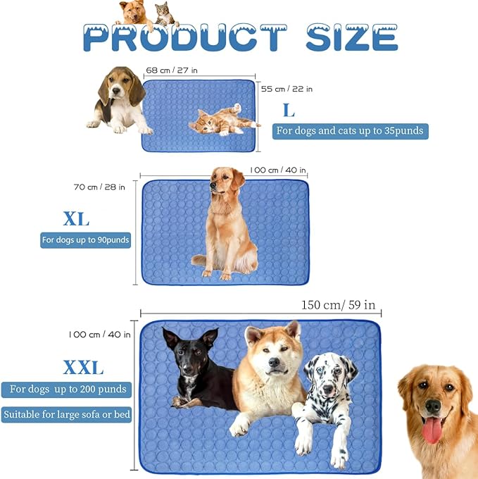 MICROCOSMOS Summer Cooling Mat & Sleeping Pad- Water Absorption Top, Materials Safe, Easy Carry, EZ Clean. Keep Cooling for Pets, Kids and Adults.(Navy Blue, 28" x 22")