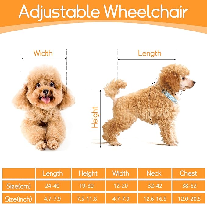 Aluminum Small Dog Wheelchair for Back Legs, 10-18lbs Pet Wheelchair, Removable Adjustable Dog Wheelchair, Lightweight Pet Supplies Doggy Wheelchair for Disabled Injured Dog Walking