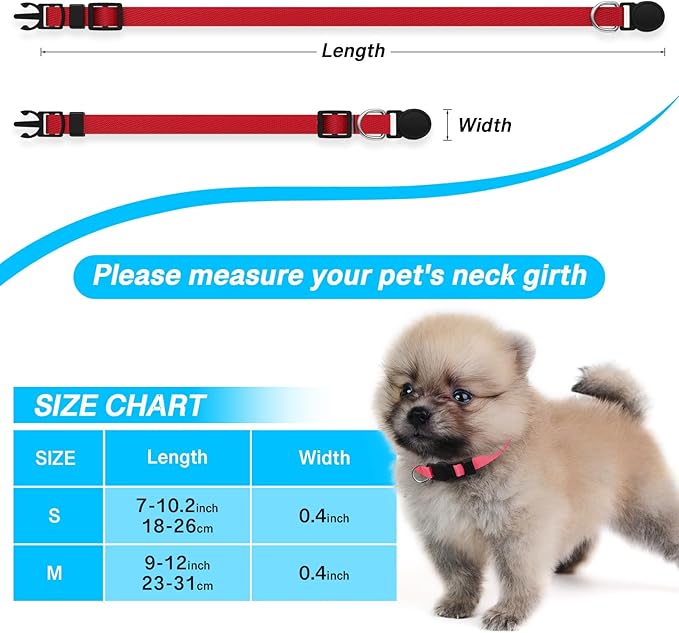 Safe 18 PCS Puppy Collars for Small Puppies Litter Set,18 Colors Soft Nylon Breakaway Small Dog Collar,Adjustable Whelping Supplies Collar(S)