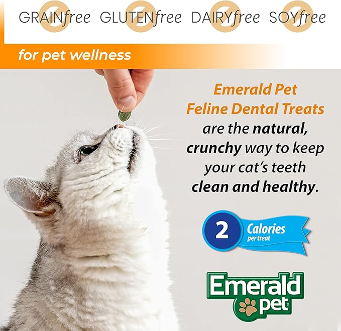 Feline Dental Treats — Tasty and Crunchy Cat Dental Treats Grain Free — Natural Dental Treats to Clean Cat Teeth, Freshen Cat Breath, and Reduce Plaque and Tartar Buildup — Chicken Treats, 3 oz