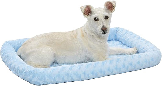 MidWest Homes for Pets Bolster Dog Bed 30L-Inch Blue Dog Bed or Cat Bed w/ Comfortable Bolster | Ideal for Medium Dog Breeds & Fits a 30-Inch Dog Crate | Easy Maintenance Machine Wash & Dry