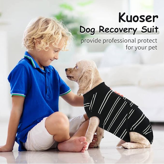 Kuoser Dog Surgery Suit, Surgical Onesie for Dogs Female Spay, Soft Dog Recovery Suit Male Neuter, Pet Abdominal Surgery Shirt Dog Body Suits After Surgery Wear, Anti Licking Dog Cone Alternative, XL