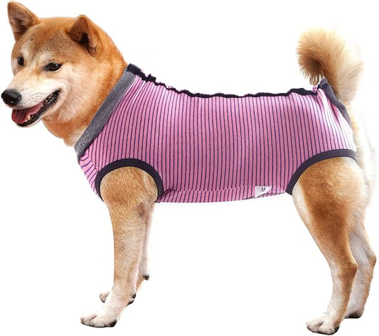 Dotoner Dog Recovery Suit Abdominal Wound Puppy Surgical Clothes Post-Operative Vest Pet After Surgery Wear Substitute E-Collar & Cone(S,Pink)