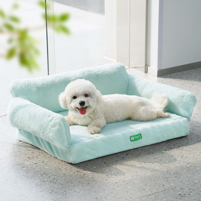 MEWOOFUN 34.6" Orthopedic Dog Bed Sofa for Small Medium Dogs, Egg- Foam Dog Couch with Removable Washable Cover and Non-Slip Bottom (Large, Blue)