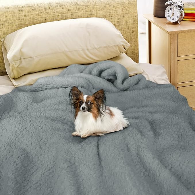 furrybaby Dog Blanket Soft Dog Blankets for Large Dogs Puppy Essentials Washable Sherpa Fleece Cat Blanket 32x40 Inches for Bed Furniture Couch Sofa (Medium, Grey)