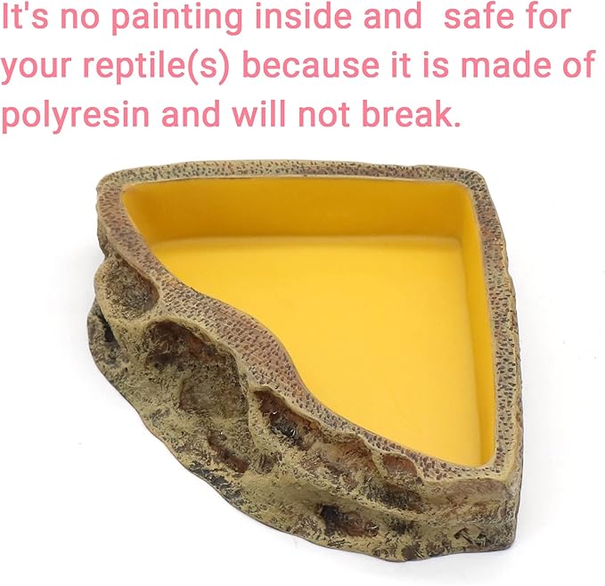 Reptile Feeder Resin Bowl Amphibian Reptile Bowl for Reptile Lizard Gecko Bearded Dragon Turtle