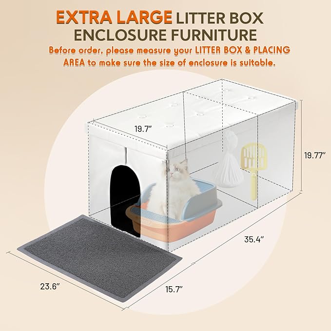 MEEXPAWS Cat Litter Box Enclosure Furniture Hidden, Cat Washroom Bench Storage Cabinet | Extra Large 36'' x 20'' x 20''| Dog Proof | Waterproof Inside/Easy Clean | Easy Assembly | Odor Control