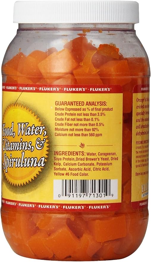 Fluker's Orange Cube Complete Cricket Diet, Gut Load Food for Feeder Insects and Live Crickets, Provides Vitamins, Minerals, and Hydration, 12 oz