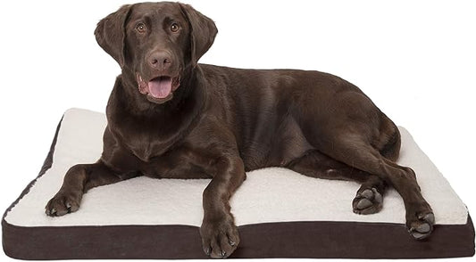 Furhaven Orthopedic Dog Bed for Large/Medium Dogs w/ Removable Washable Cover, For Dogs Up to 55 lbs - Sherpa & Suede Mattress - Espresso, Large