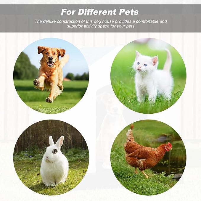 FDW Dog House Indoor Outdoor Durable Ventilate Waterproof Pet Plastic Dog House for Small Medium Large Dogs Insulated Puppy Shelter Kennel Crate with Air Vents and Elevated Floor