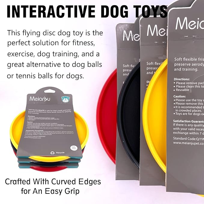 Dog Flying Disc, 3 Pcs Competition Dog Flyer Dog Toy, Soft Dog Flying Disc Indestructible Rubber Lightweight Flying Disc Dog Toy for Dogs - Floats On Water, Gentle On Teeth and Gums