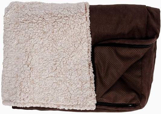 Furhaven Replacement Dog Bed Cover Berber & Suede Blanket Top Mattress, Machine Washable - Espresso, Jumbo (X-Large)