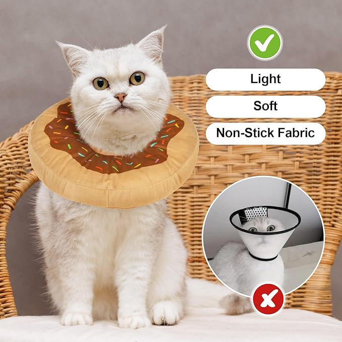 BEAUTYZOO Cat Cone Collars Soft, Cat Recovery E Collars After Surgery to Stop Licking, Adjustable Elizabeth Circle Collar Cute Pet Donut Pillow for Cats Kitten Small Dogs