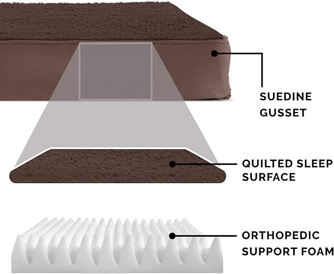 Furhaven Orthopedic Dog Bed for Large Dogs w/ Removable Washable Cover, For Dogs Up to 95 lbs - Terry & Suede Mattress - Espresso, Jumbo/XL