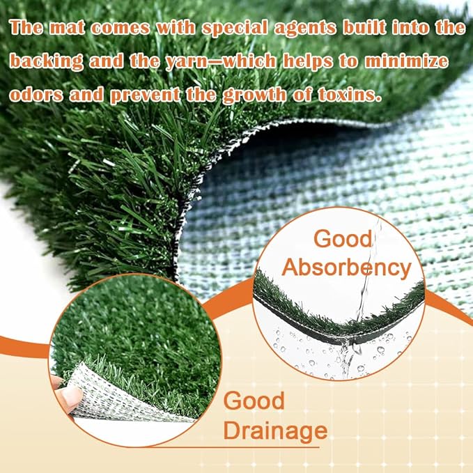 Dog Grass Pad with Tray 25"X20" - Artificial Grass for Dogs Potty Training - Fake Grass Indoor Dog Potty - Pet Turf Outdoor Indoor Grass Potty for Dogs - Dog Pee Grass Litter Box