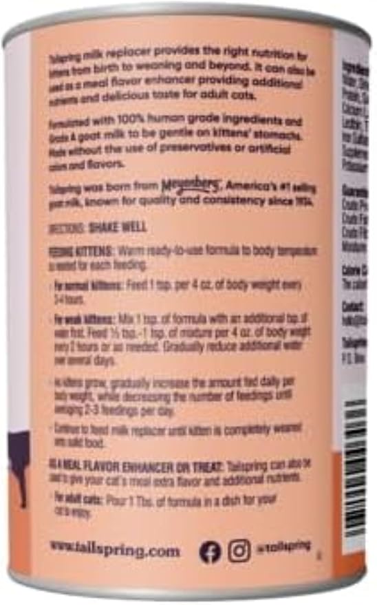 Milk Replacer for Kittens, Liquid, Ready-to-Feed, Made with Whole Goat Milk 12 Fl Oz (Pack of 12)