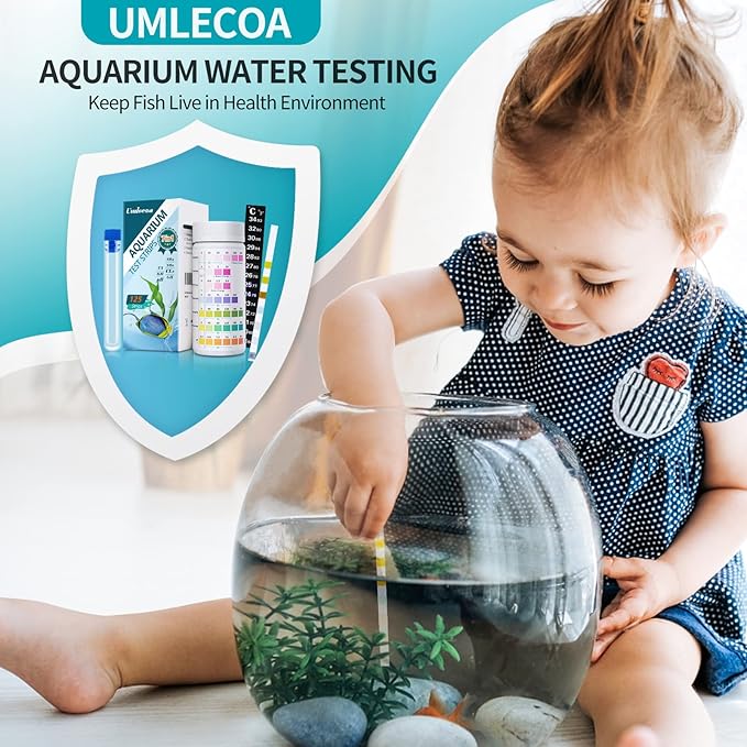 7 in 1 Aquarium Test Kit for Freshwater and Saltwater - 125 Aquarium Test Strips with Test Tube & Thermometer - Fast & Accurate Water Testing Strips for Aquarium/Pond/Pool