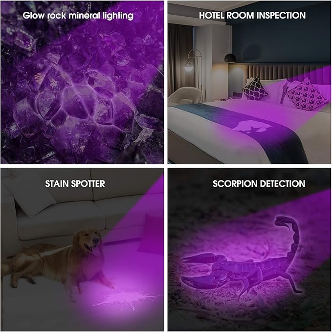 ULTRAFIRE UV Black Light Flashlight for Curing UV Glue, Powerful 395 nm LED Blacklight Flashlights, Pet Stain Detector for Dog Urine, Dye Detector H-P3