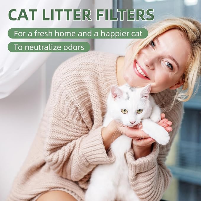 4 Pack Carbon Filters Compatible with Model 3, Cat Litter Box Replacement Filters for All Robot Models to Absorb Odors Control Damp from Pets and Keep Home Fresh