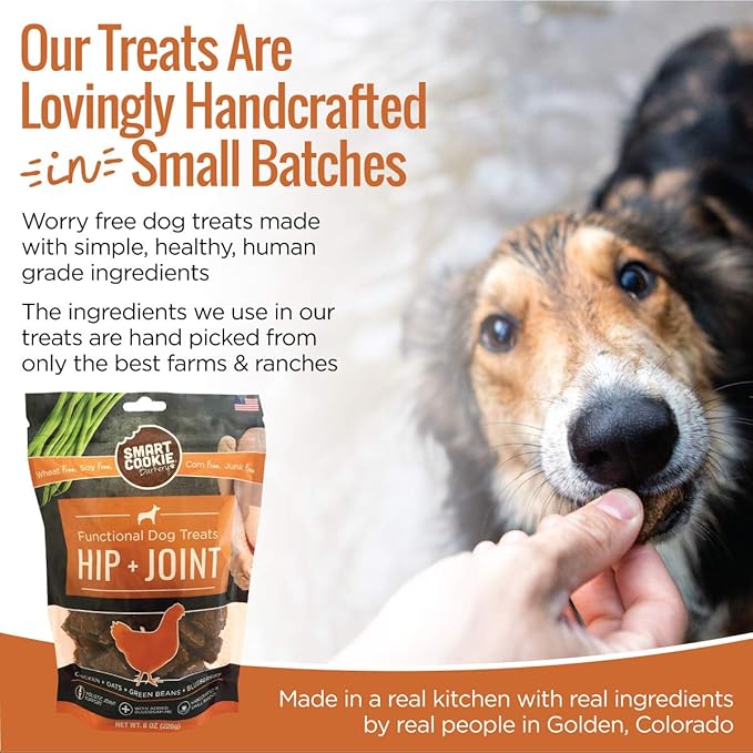 All Natural Dog Treats - Healthy Hip and Joint Chicken Dog Biscuits with Glucosamine - Ideal for Senior Dogs and Sensitive Stomachs - Dehydrated, Crunchy, Human-Grade, Made in USA - 8oz