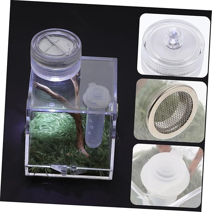 Mipcase 4pcs Box Jumping Spider Breeding Box Mini Critter Keeper Habitat Reptile Terrariums Spider Terrarium Reptile Accessories Spider Accessory Acrylic Little Spider Water Tank