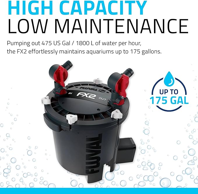 Fluval FX2 High Performance Canister Aquarium Filter - Multi-Stage Filtration, Built-in Powered Water Change System, and Basket-in-Basket Tray Design