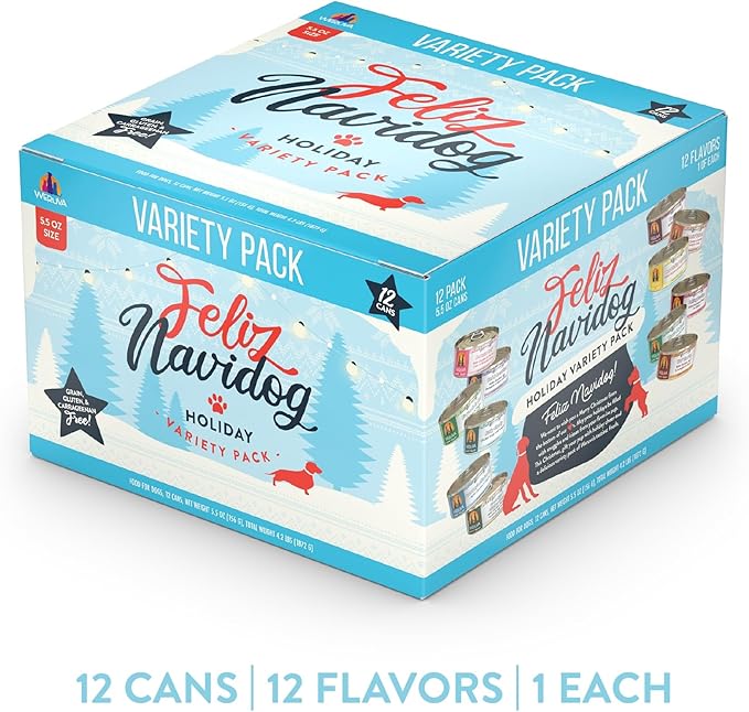 Weruva Classic Dog Food, Feliz Navidog Variety Pack, 5.5oz Can (Pack of 12)