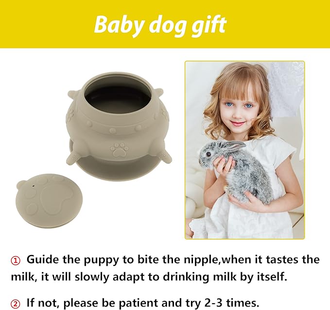 Puppy bottles for nursing,Puppy milk feeders for multiple puppies nipple,Puppy Feeder Milk Bowl,4 Nipples Silicone Puppy Nursing Station,Feeder Bowl for Kittens, Puppies,Capacity 240ml（Grey）