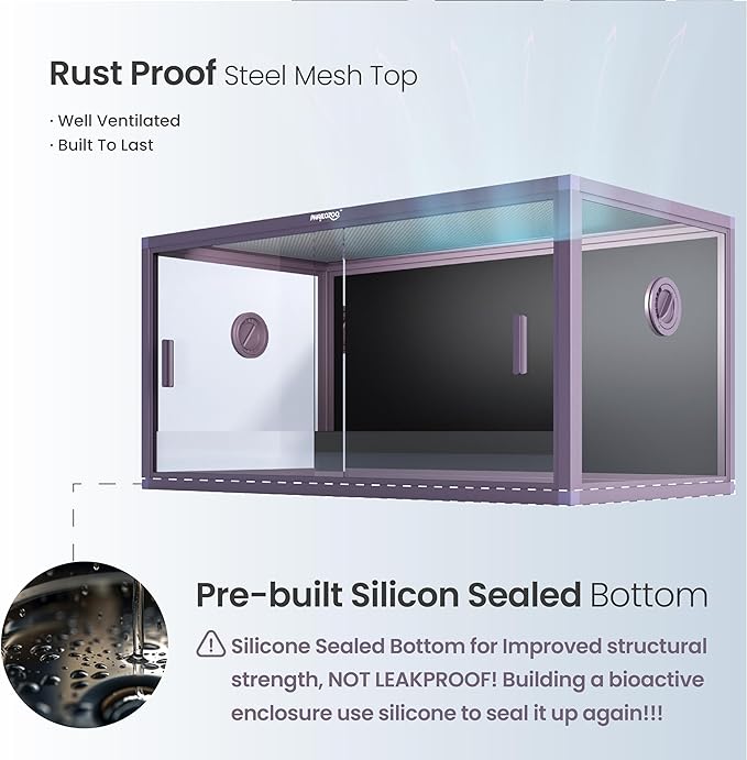 50 Gallon Reptile Tank, Front Opening Snake Tank for Easy Maintenance, Reptile Enclosure with Top Screen Ventilation 36''x18''x18''