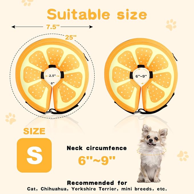 Sivomens Dog Cone, Protective Inflatable Dog Collar for Small Dogs, Soft Adjustable Pet Recovery Cone After Surgery, Washable Dog Donut Collar Prevents Licking Wounds & No Blocking Vision, S(6"-9")