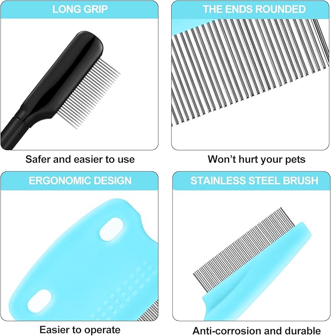 5 Pieces Dog Eye Combs Tear Stain Remover Combs Pet Grooming Comb for Small Dogs Gently Removing Eye Mucus and Crust (Light Blue, Black)